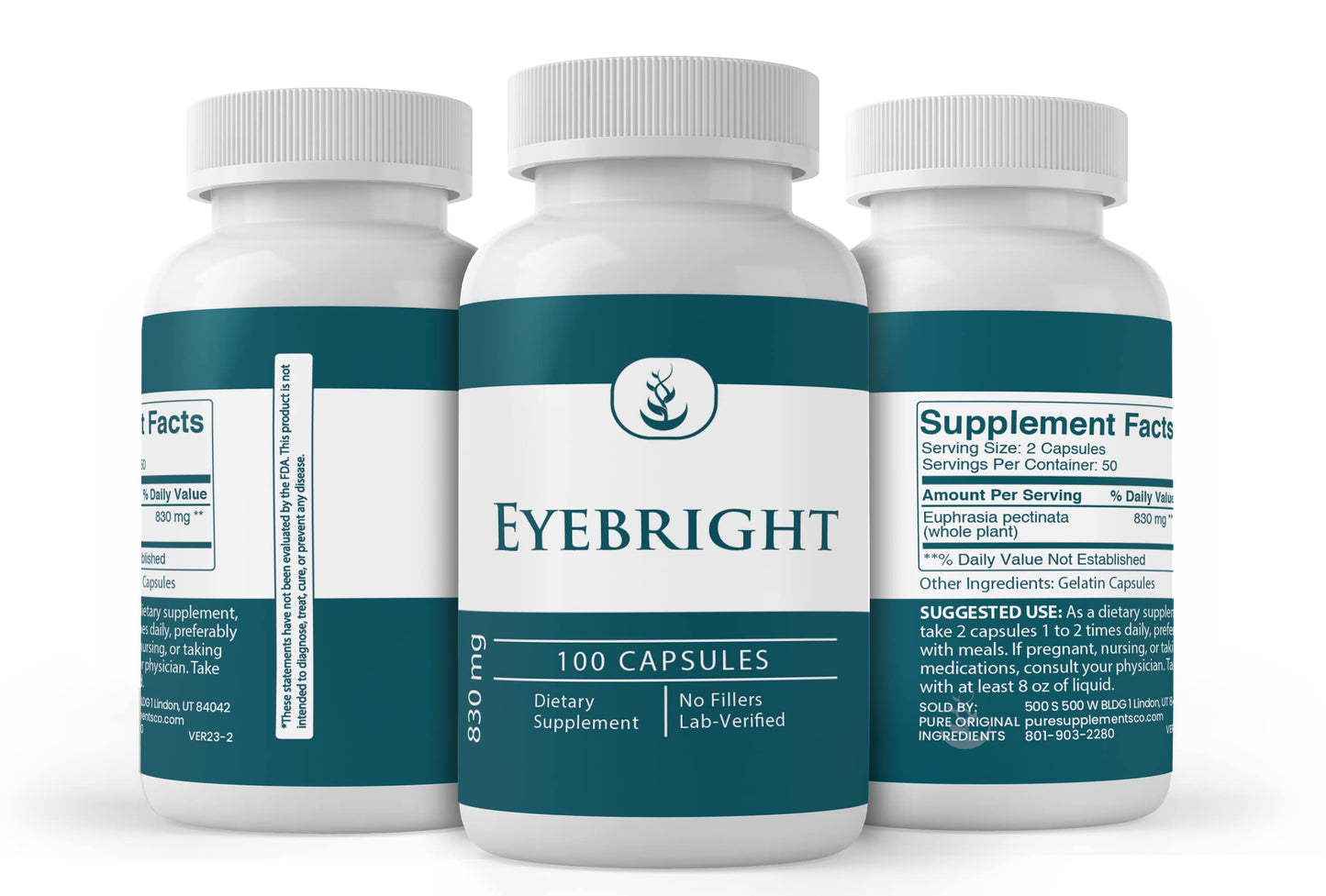 Pure Eyebright Capsules – 100 Count | No Additives or Fillers | Lab Verified