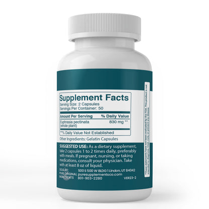 Pure Eyebright Capsules – 100 Count | No Additives or Fillers | Lab Verified