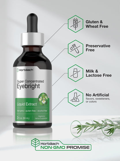 Horbäach Eyebright Herb Supplement | 2 fl oz Alcohol Free Liquid Extract Tincture | Vegetarian, Non-GMO, Gluten Free