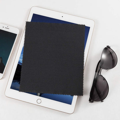 Eyeglass Cleaning Cloth 12 Pack – Microfiber Lens Wipes (5x6 in, 296GSM, Black)