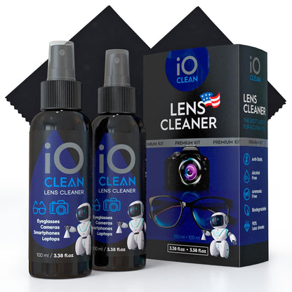 Eyeglass Lens Cleaner Kit – 3.38oz + 3.38oz + 2 Microfiber Cloths Included