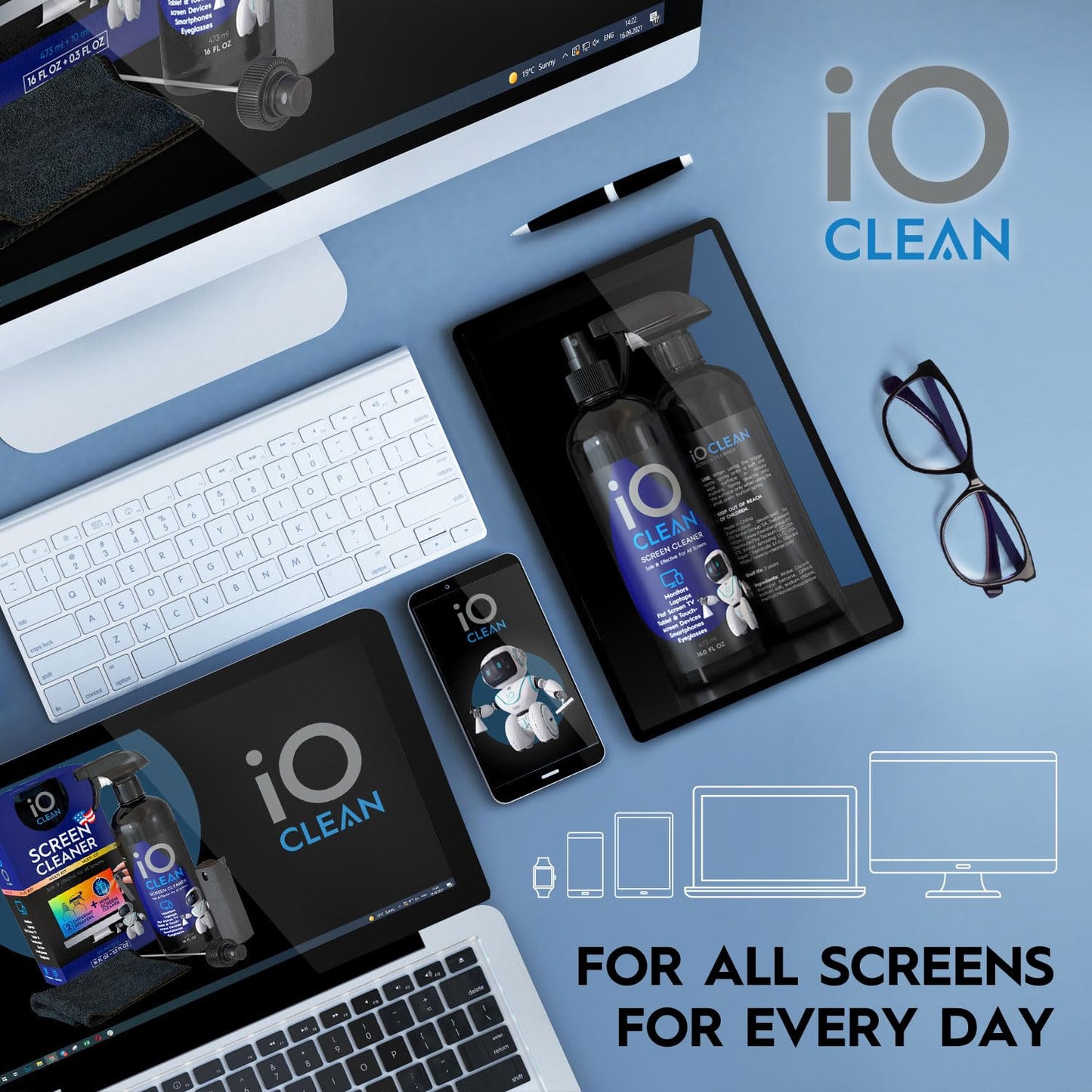 Eyeglass Lens Cleaner Kit – 3.38oz + 3.38oz + 2 Microfiber Cloths Included