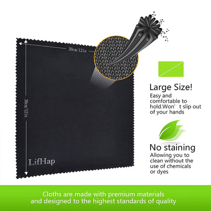 Extra Large 12x12 Microfiber Cleaning Cloths – 5-Pack for Eyeglasses & Screens
