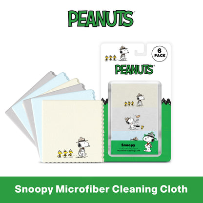 Microfiber Cloth & Glasses Wipes (6 Pack) – Lens Cleaning Cloths for Glasses, Phones, Cameras | Snoopy