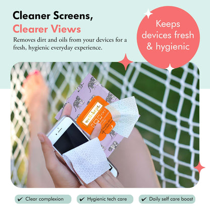 Well-Kept Tech & Lens Wipes - 12 Pack (180 Count) | Eyeglasses, Screens & Phones | Tiger Pose