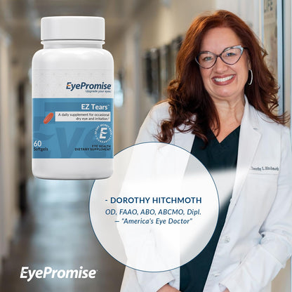 EyePromise EZ Tears Eye Vitamin – 60 Softgels | Omega-3s, Primrose Oil & Turmeric