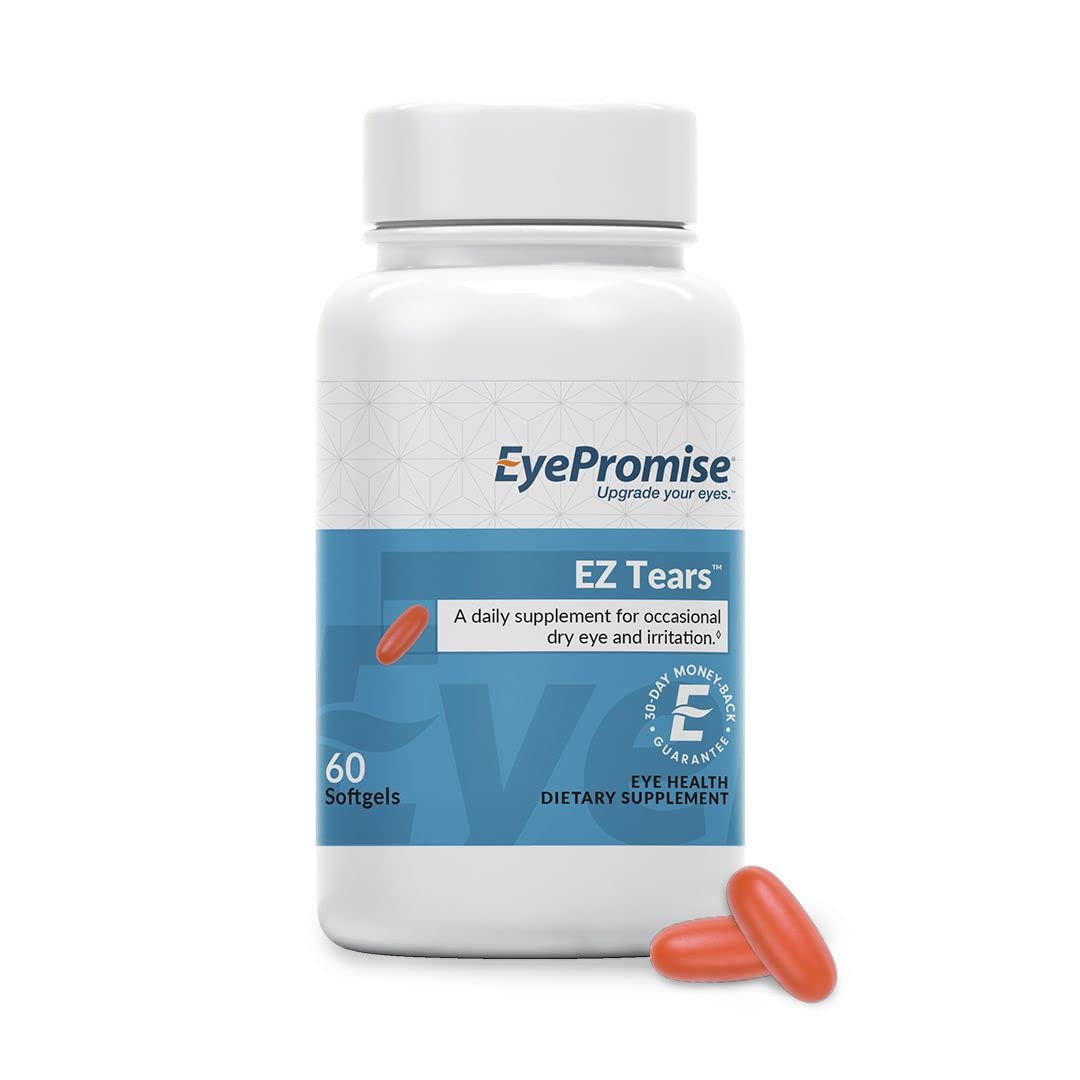 EyePromise EZ Tears Eye Vitamin – 60 Softgels | Omega-3s, Primrose Oil & Turmeric