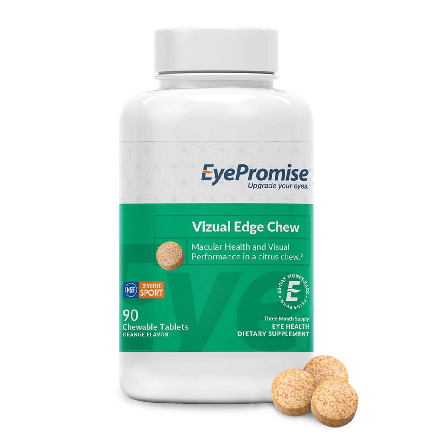 EyePromise Vizual Edge AREDS 2 Eye Vitamin – 90 Chewables, Citrus Flavor (Zeaxanthin 20mg & Lutein 10mg)
