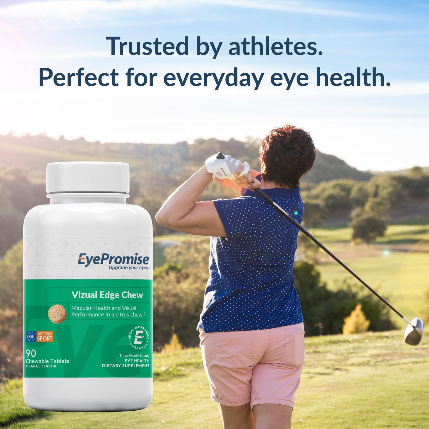 EyePromise Vizual Edge AREDS 2 Eye Vitamin – 90 Chewables, Citrus Flavor (Zeaxanthin 20mg & Lutein 10mg)