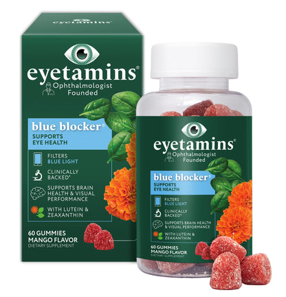 eyetamins Blue Blocker® Eye Health - 60 Lutein Gummies - Ophthalmologist-Developed - Support Vision, Filter Blue Light & Help Eye Strain - Promotes Sleep, Focus Eyesight – Vegan & Non-GMO Formula