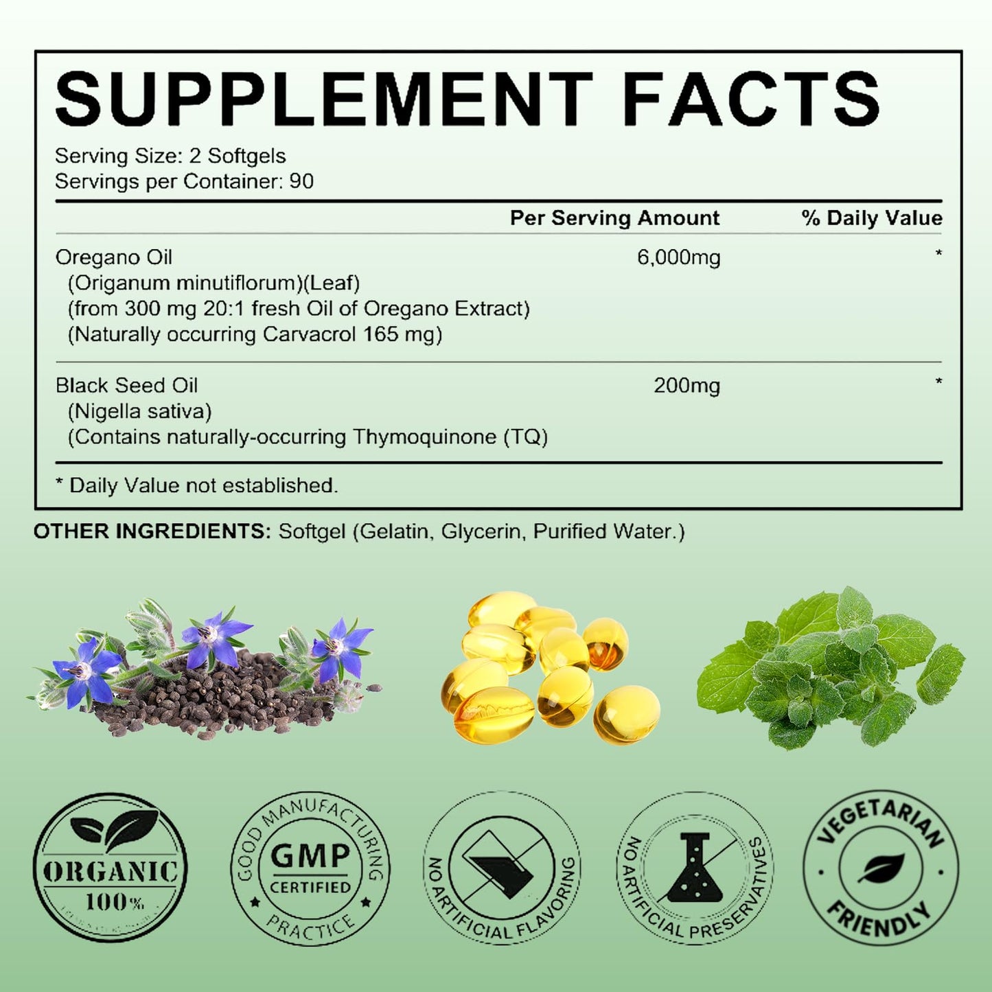 Eyowea Oil of Oregano with Black Seed Oil - 2 in 1, 6000mg Capsules, Non-GMO & Gluten Free, 180 Count