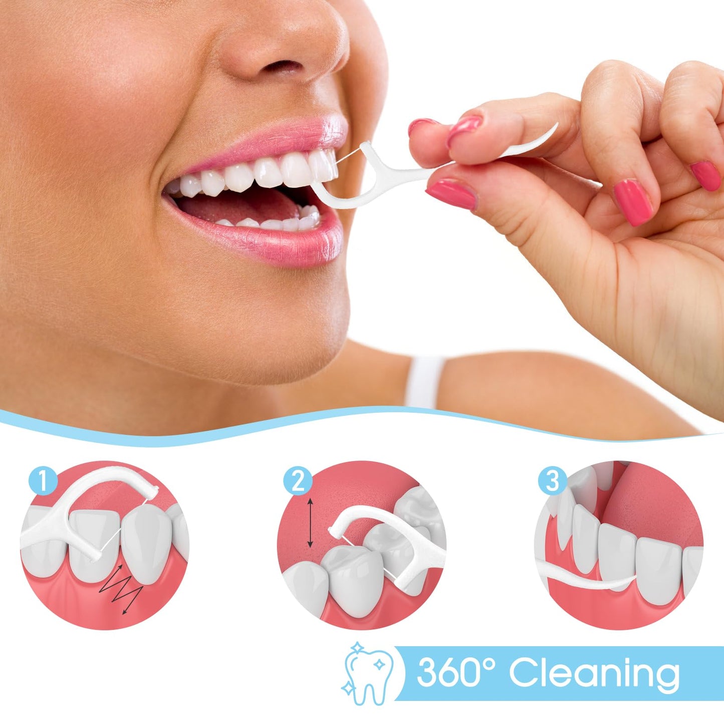 Eyxformula 100 Count Individually Wrapped Floss Picks – Travel Size Dental Flossers for Fresh Breath