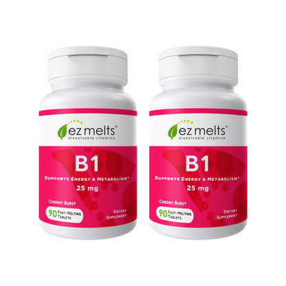 EZ Melts B1 25 mg – Dissolvable Vitamin B1, Sugar-Free, 45-Day Supply, 2 Pack