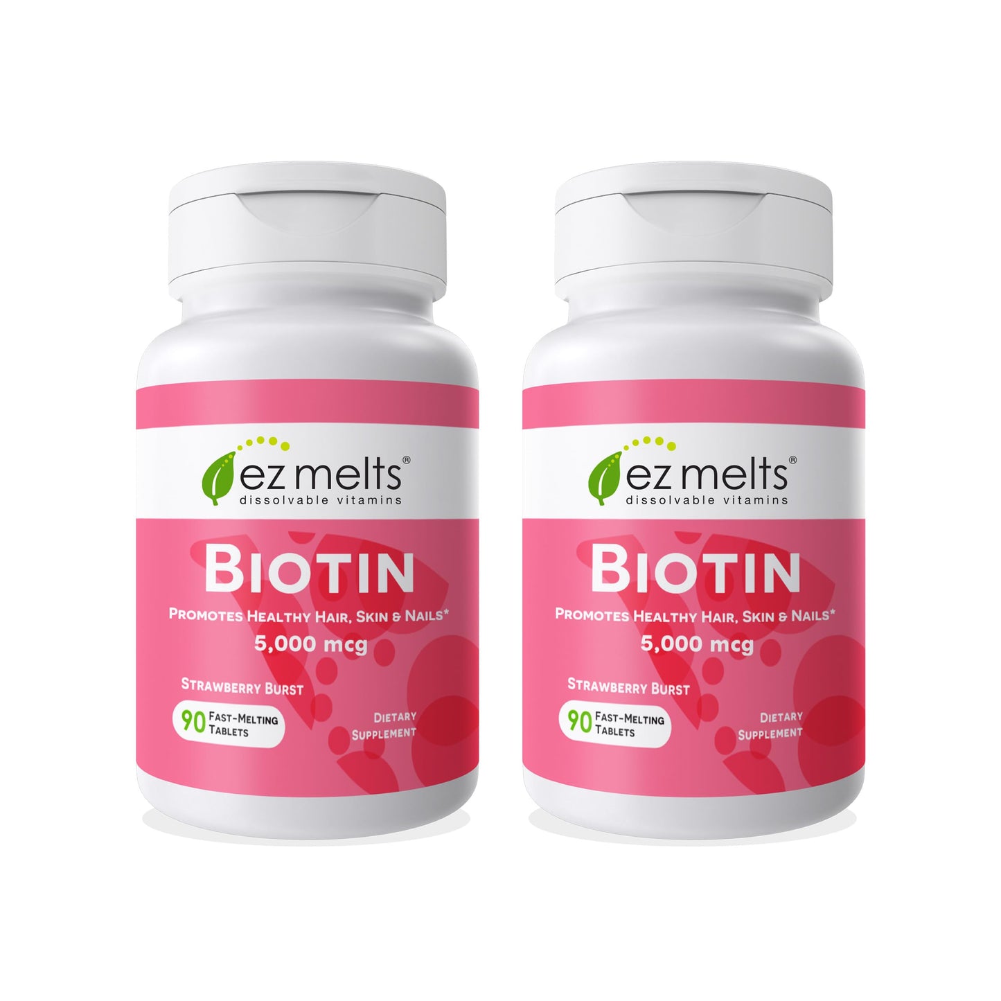EZ Melts Biotin 5,000 mcg – Dissolvable, Sugar-Free | Hair, Skin & Nails | 3-Month Supply | 2 Pack