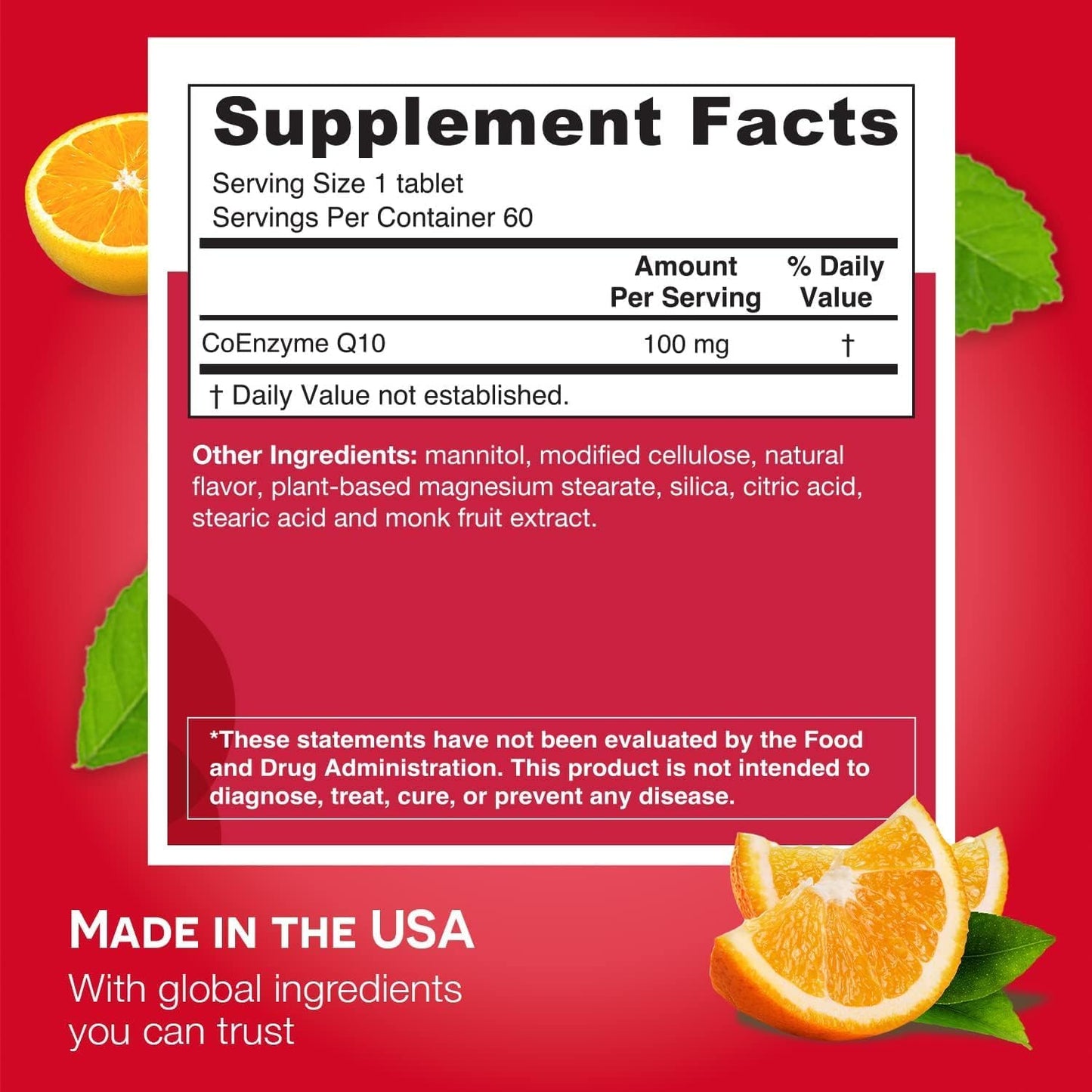 EZ Melts CoQ10 100 mg Dissolvable - Sugar-Free, 2-Month Supply (1 Pack)