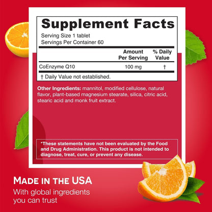 EZ Melts CoQ10 100 mg Dissolvable - Sugar-Free, 2-Month Supply (1 Pack)