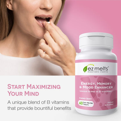 EZ Melts Dissolvable Energy, Memory & Mood Enhancer – Sugar-Free, 2-Month Supply | 1 Pack