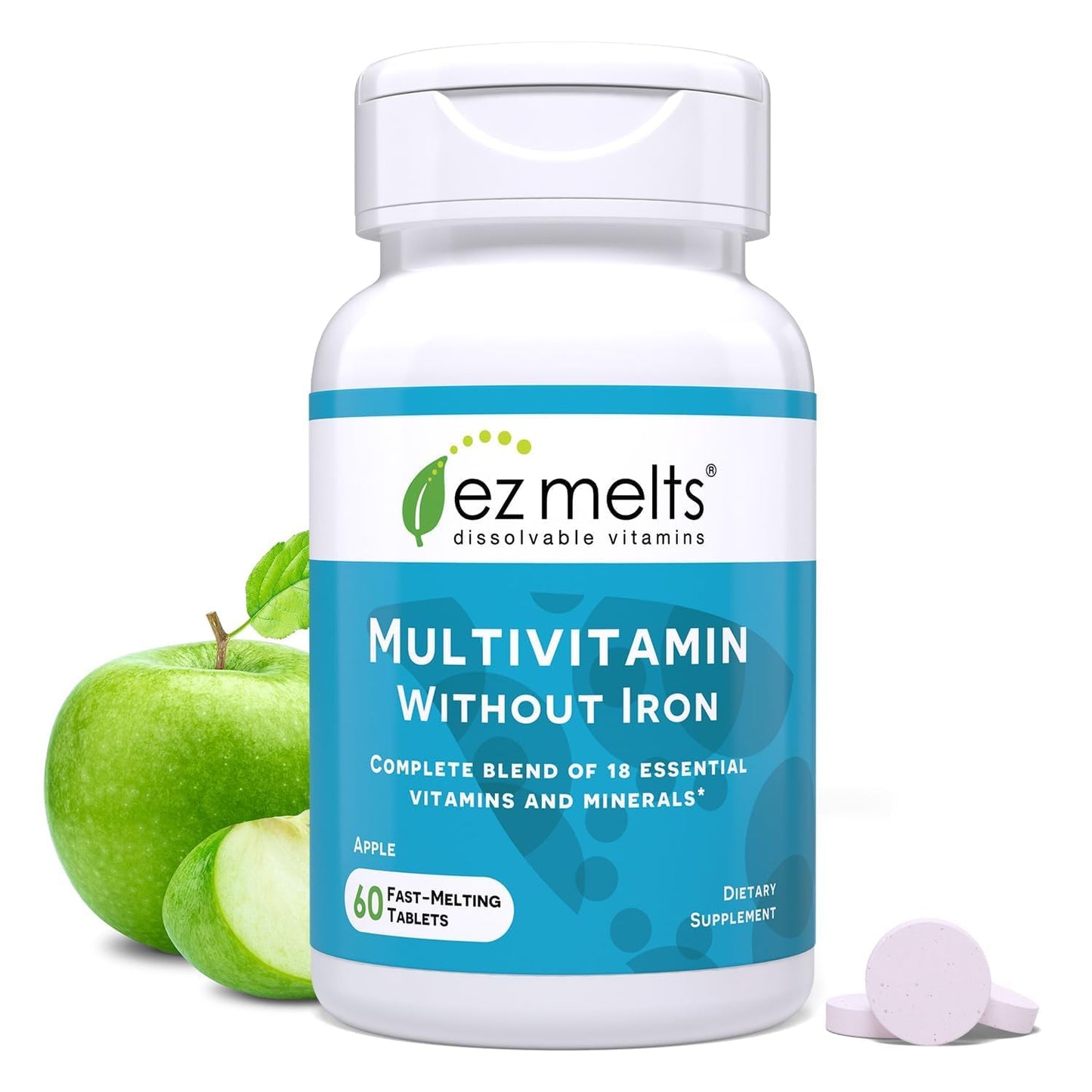 EZ Melts Dissolvable Multivitamin Without Iron – 18 Vitamins & Sugar-Free