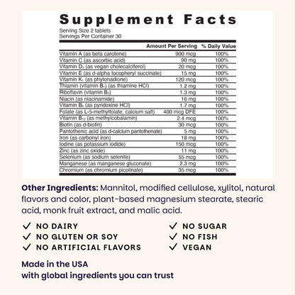 EZ Melts Sugar-Free Multivitamin with Iron for Women & Men | 1 Month Supply