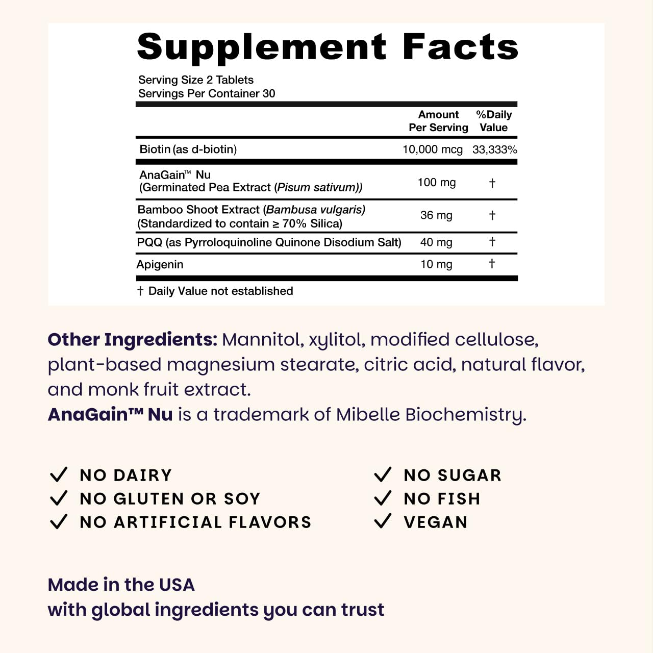 EZ Melts Hair Health Complete - Hair Growth & Strength Support (AnaGain Nu, Biotin)