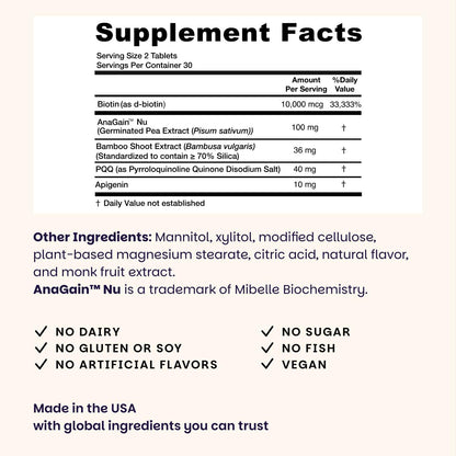 EZ Melts Hair Health Complete - Hair Growth & Strength Support (AnaGain Nu, Biotin)