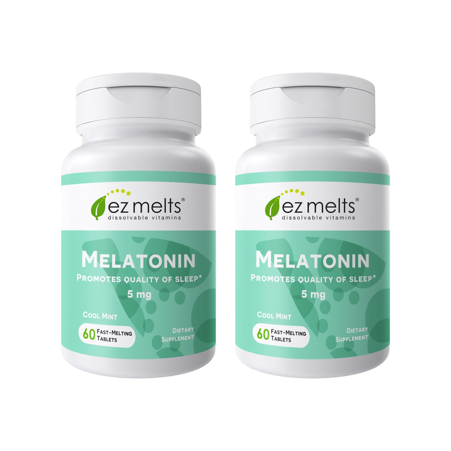 EZ Melts Dissolvable Melatonin 5 mg - Sugar-Free, 2-Month Supply, Cool Mint Flavor - 2 Pack