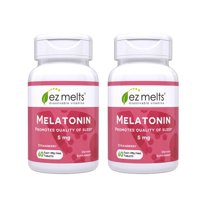 EZ Melts 5mg Melatonin – Sugar-Free, Strawberry, 2-Pack (2-Month Supply)