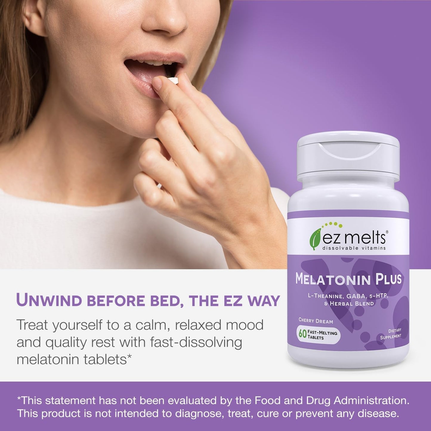 EZ Melts Dissolvable Melatonin Plus – Sugar-Free Sleep Support (60-Day Supply)