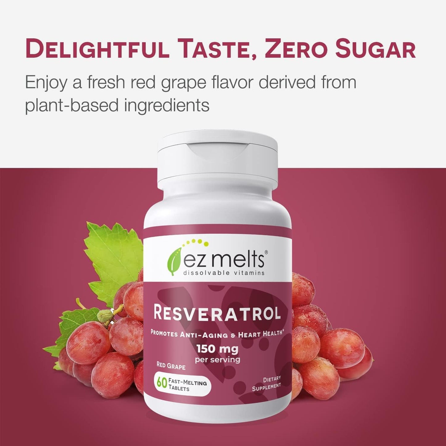 EZ Melts Dissolvable Resveratrol 150 mg – Sugar-Free, 1-Month Supply
