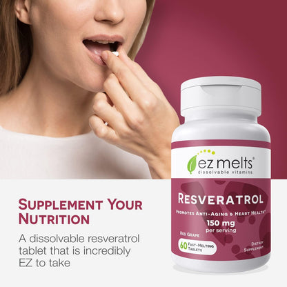 EZ Melts Dissolvable Resveratrol 150 mg – Sugar-Free, 1-Month Supply