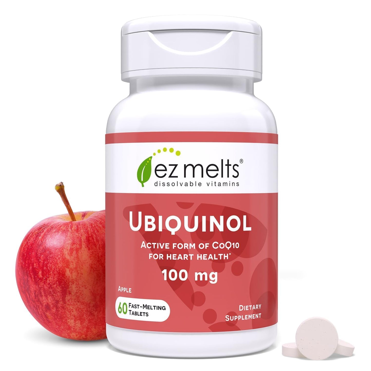 EZ Melts Ubiquinol 100mg – Dissolvable CoQ10 for Heart Health | Sugar-Free, 2-Month Supply, 1 Pack