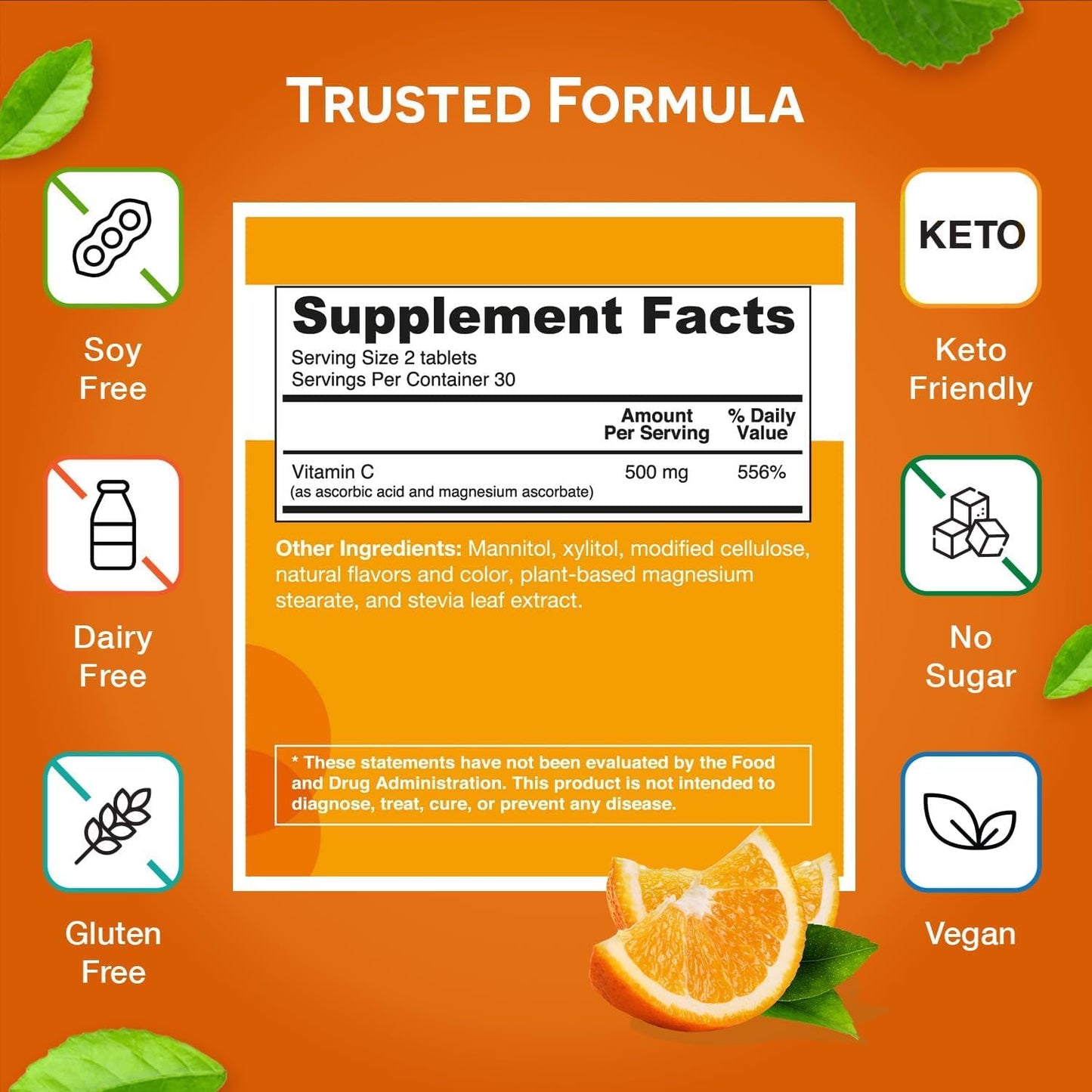EZ Melts Vitamin C – 60 Dissolvable Tablets (Orange Citrus) | Immune Support, Antioxidant, Non-GMO, Sugar-Free