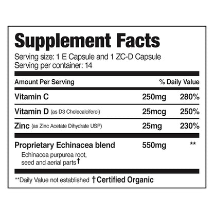 EZC Pak 5-Day Immune Booster: Echinacea, Vitamin C, Zinc & Vitamin D – Pack of 2 BritishVita | Premium UK Vitamins & Wellness Supplements