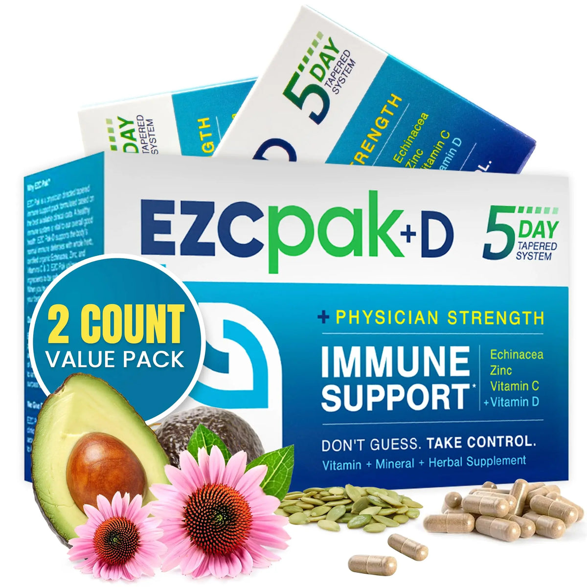 EZC Pak 5-Day Immune Booster: Echinacea, Vitamin C, Zinc & Vitamin D – Pack of 2 BritishVita | Premium UK Vitamins & Wellness Supplements