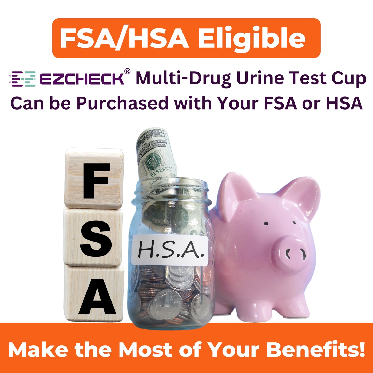 1 Test Cup | 14-Panel EZCHECK Multi-Drug Urine Test Cup – 5-Min At-Home Results | FSA/HSA Eligible