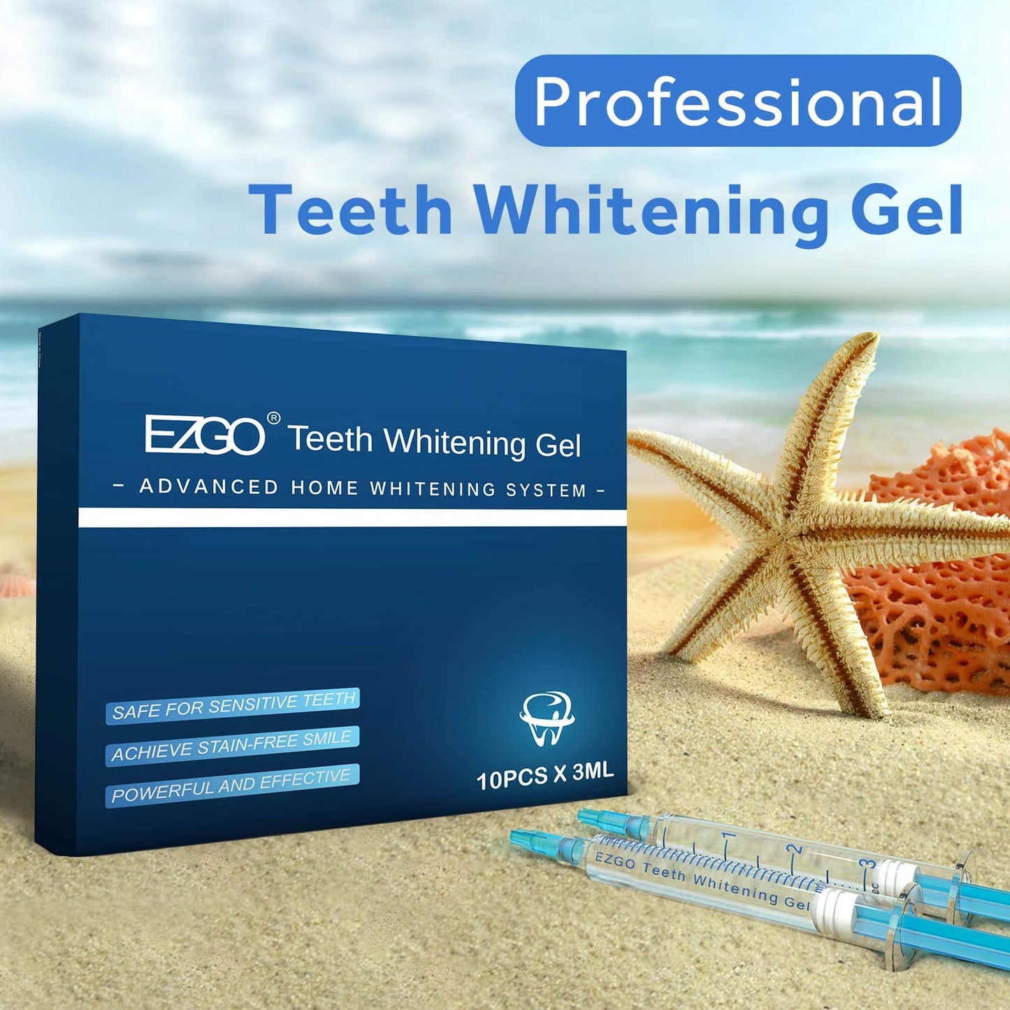 EZGO 10-Pack Teeth Whitening Gel Refills 22% - Mint Flavor (3ml x10)