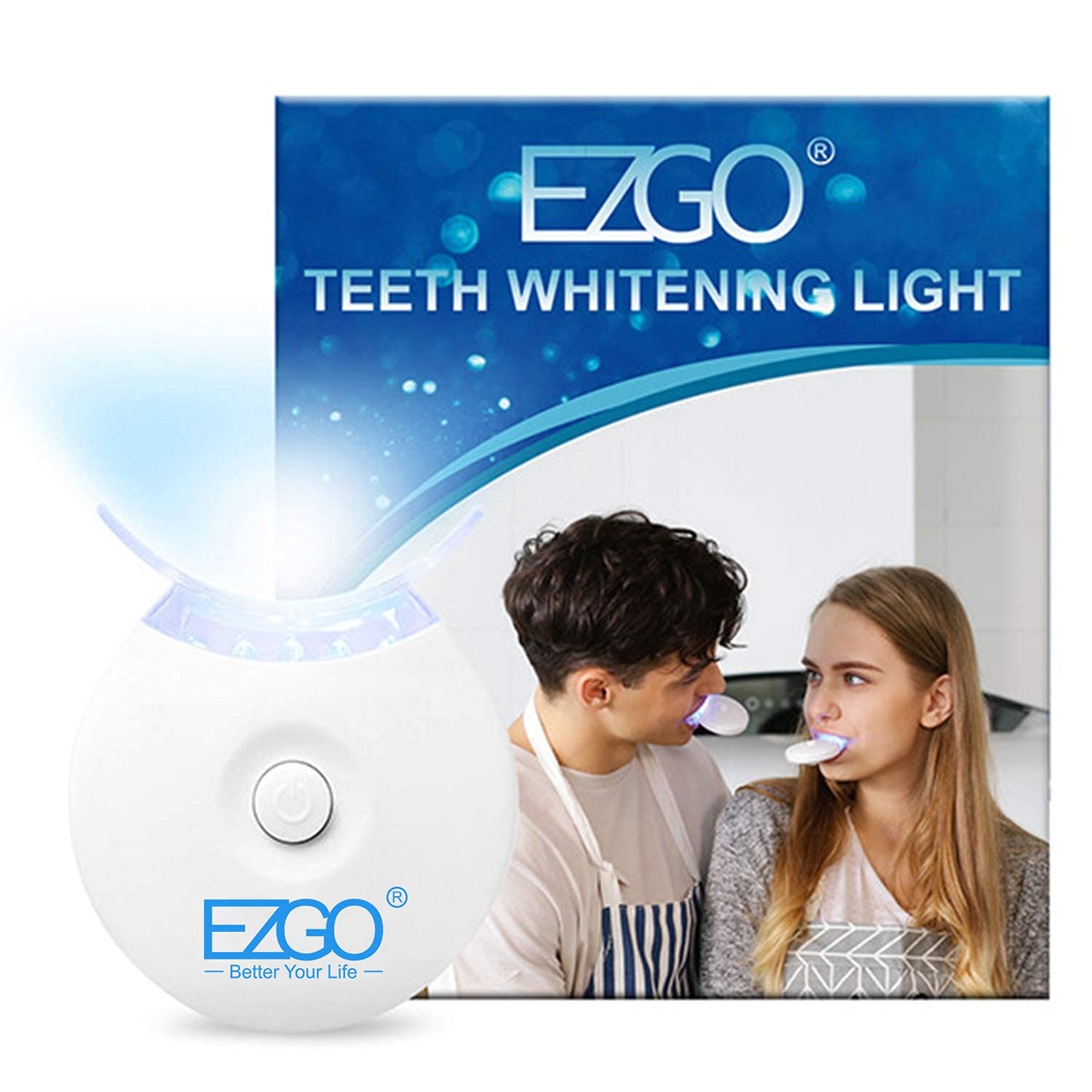EZGO Teeth Whitening LED Accelerator Lights – 5 LED Bulbs, Faster Whitening with Gel, Trays or Strips