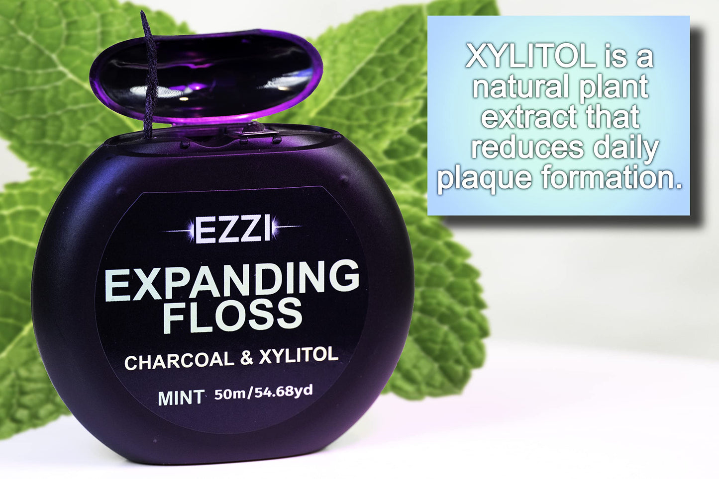 EZZI Woven Expanding Dental Floss | Mint, Charcoal & Xylitol | 109 Yards