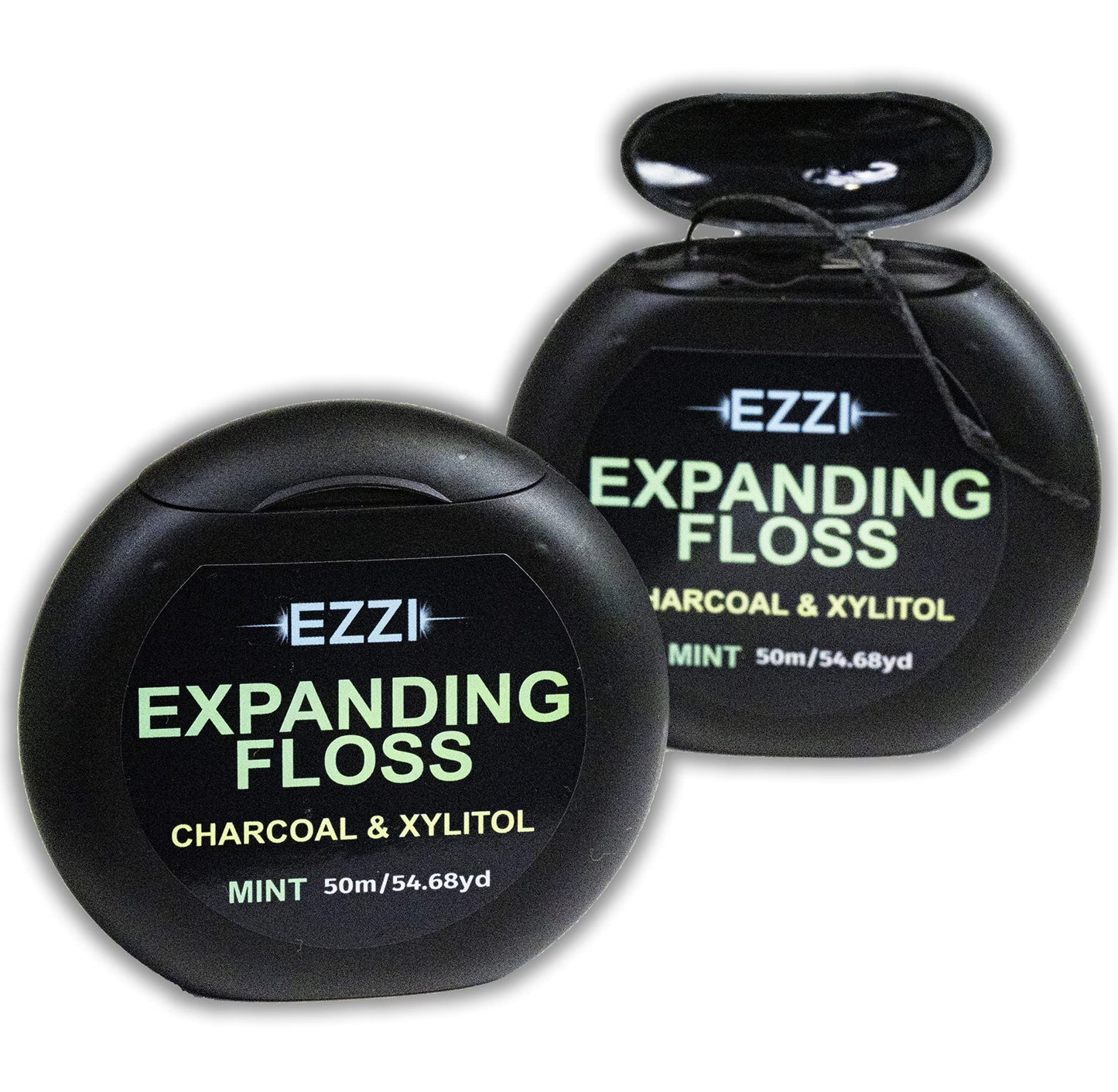 EZZI Woven Expanding Dental Floss | Mint, Charcoal & Xylitol | 109 Yards