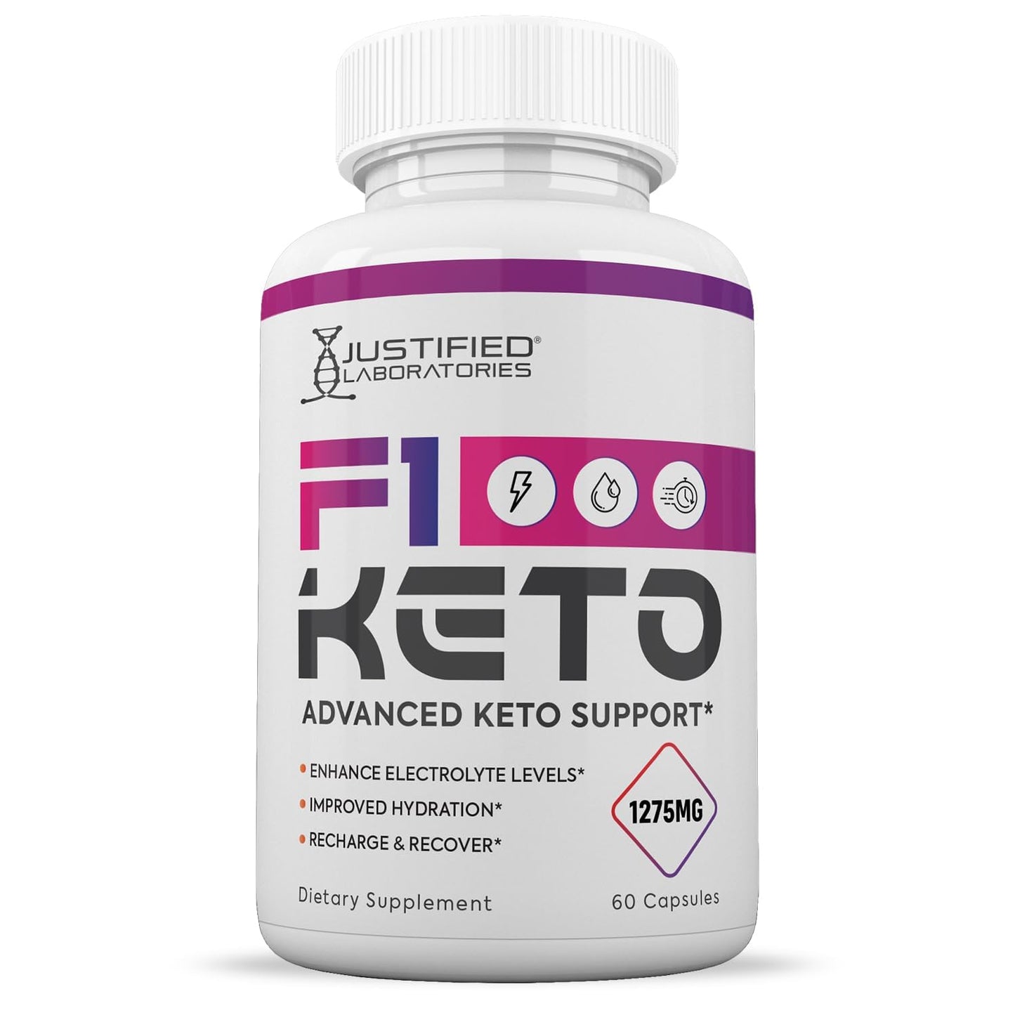 Justified Laboratories F1 Keto Pills 1275MG – New & Improved Formula | 60 Capsules