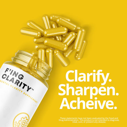 F'ing Clarity - Clarity, Memory + Brain Boosting Nootropic Supplement | Bacopa Extract, Phosphatidylserine 20%, Gingko Biloba Extract, Rhodiola Rosea Extract, DMAE Bittrartrate, B-12, Huperzine A