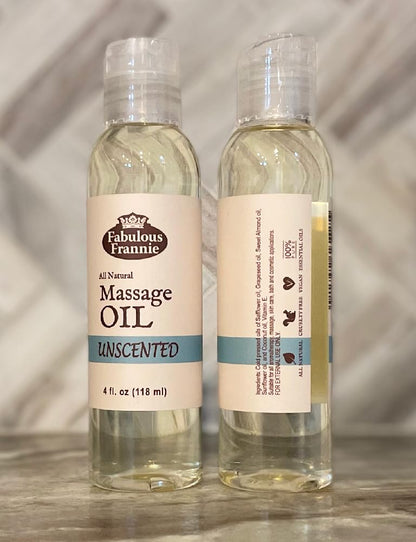 Fabulous Frannie Massage Oil Unscented - 4oz Natural Base Oil for Essential Oils or Massage (Safflower, Grapeseed, Sweet Almond) - Pack of 1