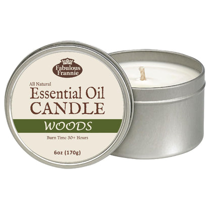 Fabulous Frannie Woods All-Natural Soy Candle – 6 oz, Cedarwood, Pine Needle & Fir Needle Oils, Cotton Wick, 40 Hours Burn Time – Gift for Women & Men