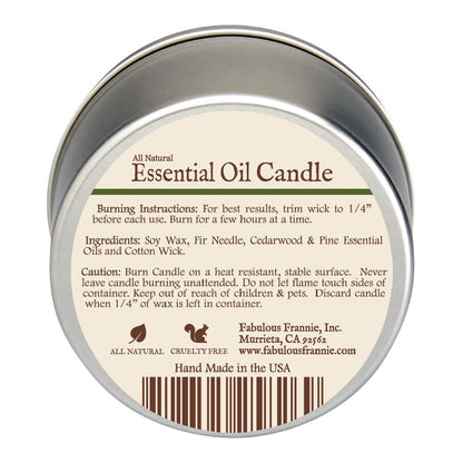 Fabulous Frannie Woods All-Natural Soy Candle – 6 oz, Cedarwood, Pine Needle & Fir Needle Oils, Cotton Wick, 40 Hours Burn Time – Gift for Women & Men