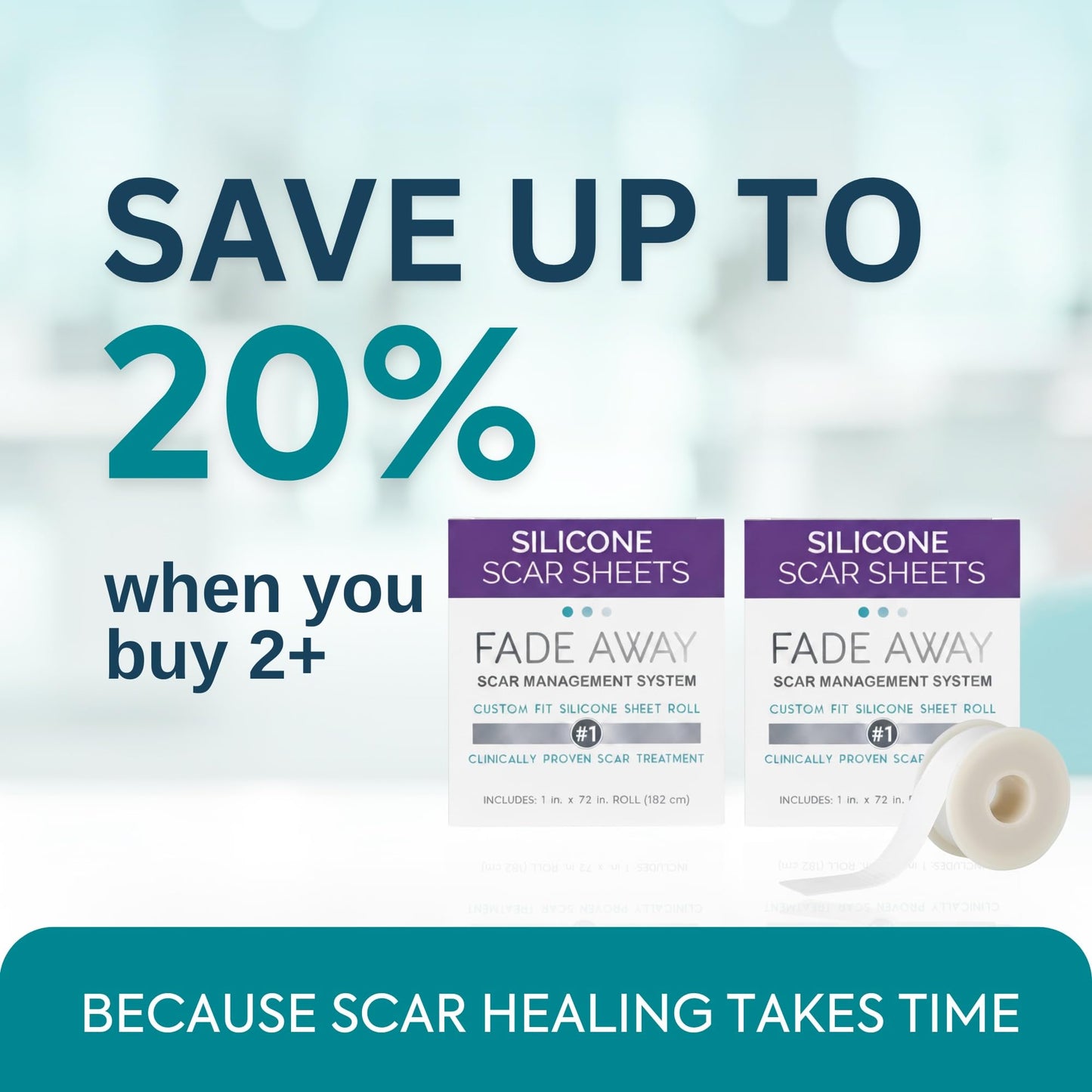Fade Away Clinically Proven Silicone Scar Sheets – Medical Grade Tape for Surgery, C-Section, Keloids & Tummy Tuck Scars