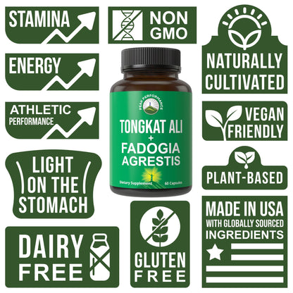 Tongkat Ali + Fadogia Agrestis 2-in-1 T Supplement for Men - Ultra High Strength