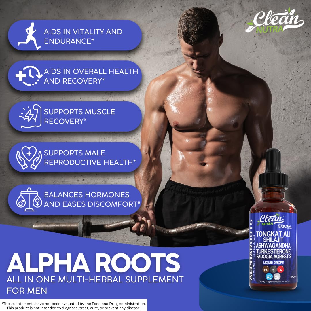 Tongkat Ali Liquid Drops with Shilajit, Ashwagandha, Turkesterone, Fadogia Agrestis, Magnesium, Irish Sea Moss and Zinc | Clean Nutra