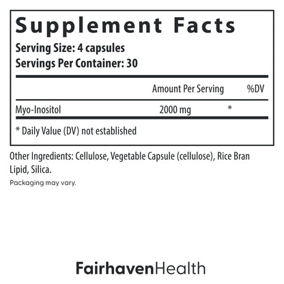 Fairhaven Health Myo-Inositol – Women & Men, Vegan, 2000mg, 120 Capsules