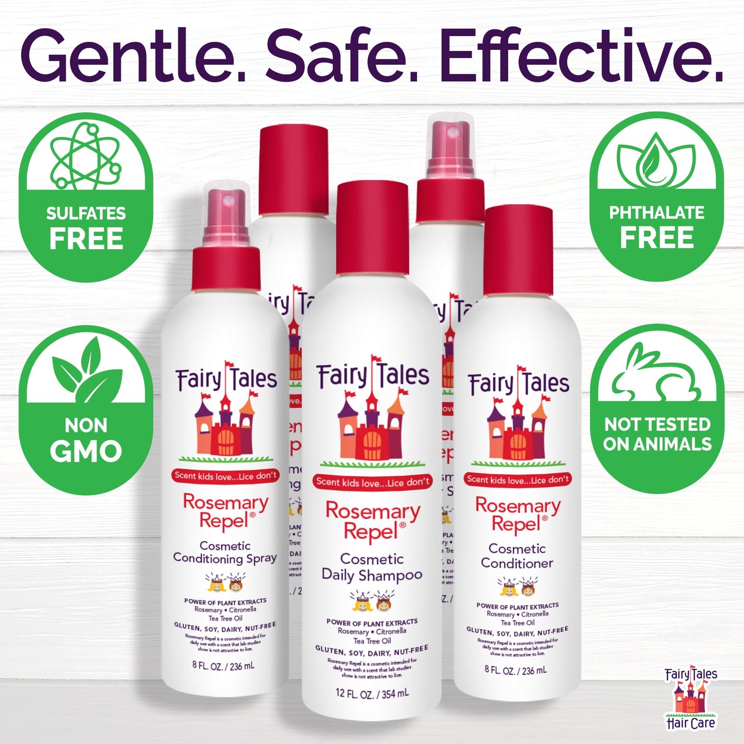 Fairy Tales Rosemary Repel Shampoo & Conditioner Duo — Kid-Approved Scent, Lice Deterrent (Pack of 2)