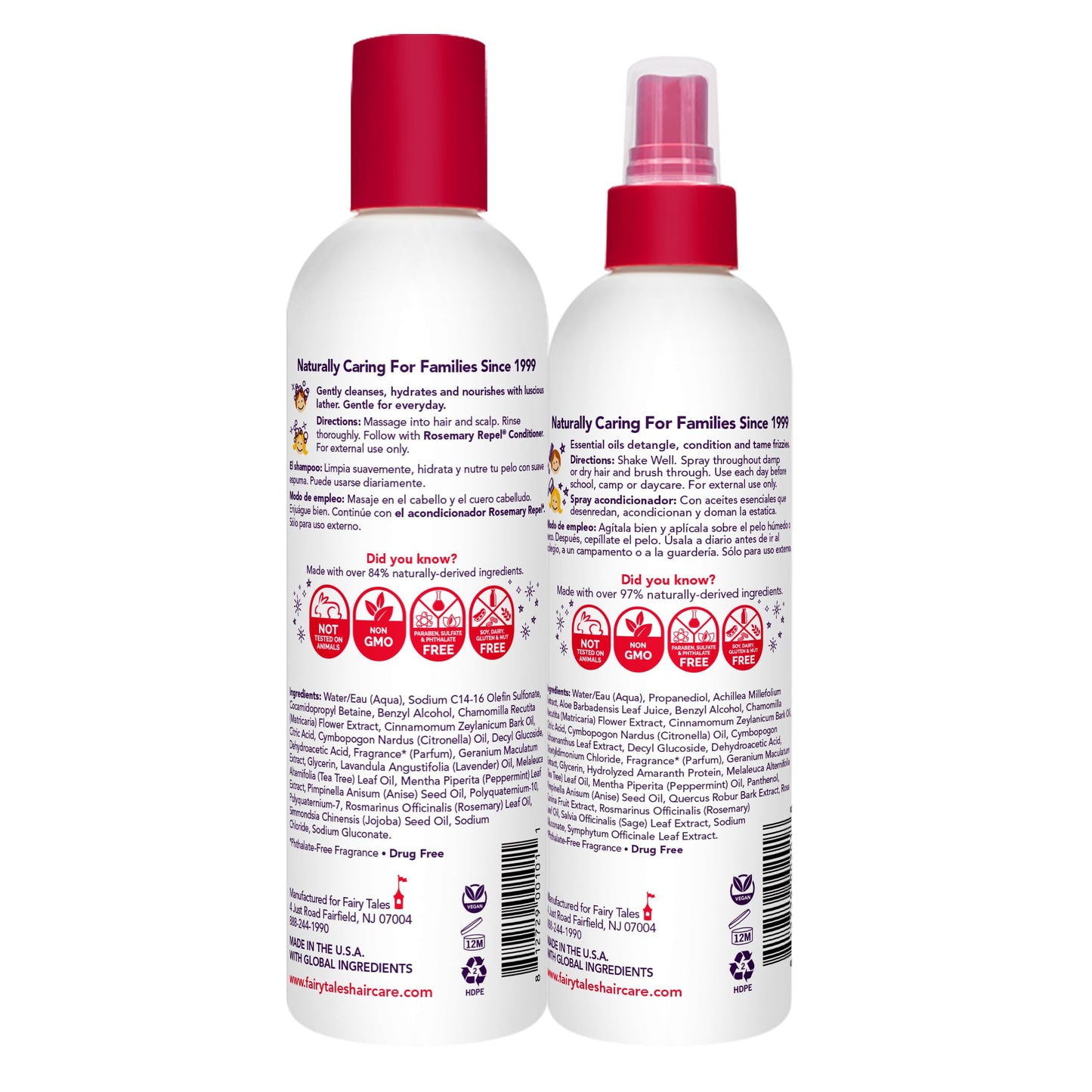 Fairy Tales Rosemary Repel Shampoo (12 oz) & Conditioning Spray (8 oz) Duo for Kids – Gentle, Detangling & Scented, Lice-Deterrence Potential